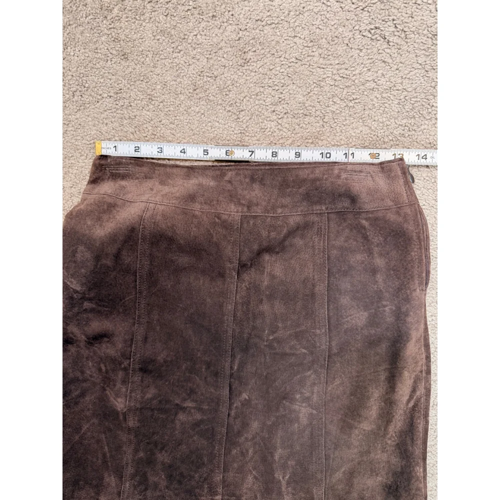 Women's Eddy & Co Chocolate Brown Genuine Suede Pencil Skirt 2P Quiet Luxury Y2K